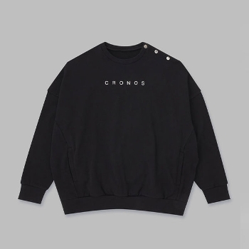 CRONOS BUTTONED SWEAT TOP BLACK | TOMIYA(トミヤ)-Omotecho Style