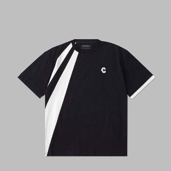 CRONOS GEO LINE OVER SIZE T-SHIRTS BLACK | TOMIYA(トミヤ)-Omotecho